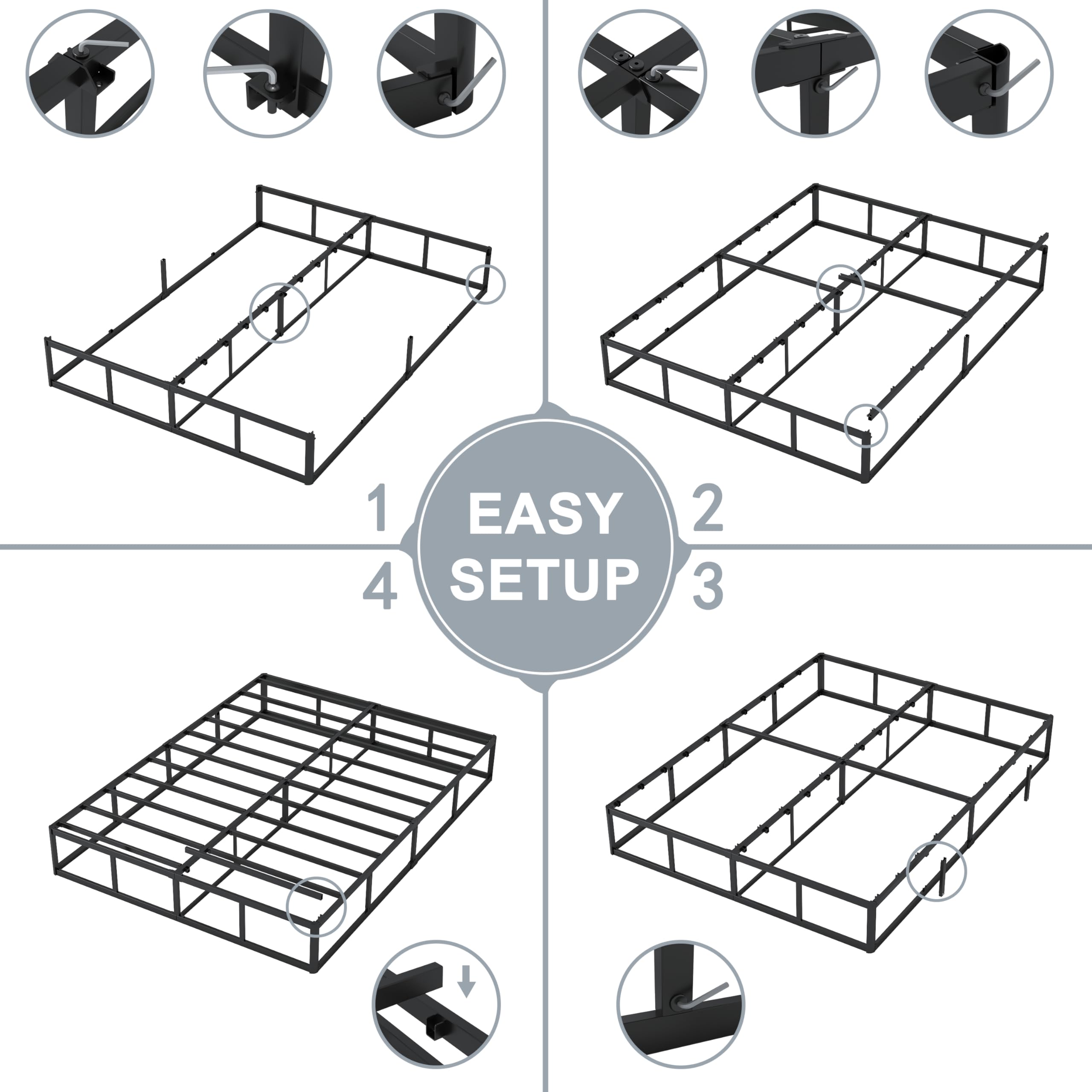 SHLAND Queen Box Spring 9 Inch Box Spring for Queen Bed, High Profile Metal Queen Size Box Springs with Fabric Cover, Easy Assembly, 3000 Lbs Max Weight Capacity