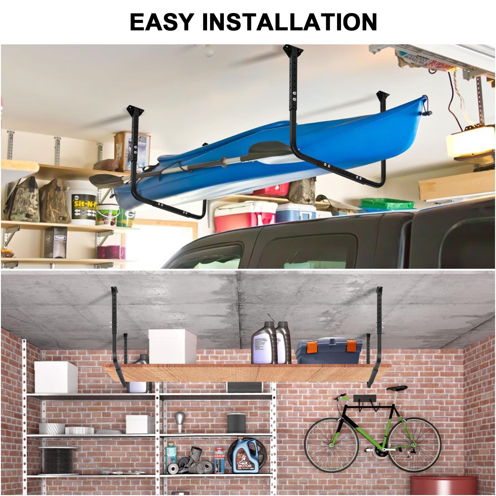 Colinktool Adjustable Garage Ceiling Storage Racks, Garage Overhead Storage Bracket,Ceiling Mounted Heavy-duty Garage Storage Shelves,33 in. x 34 in,200lbs Weight Capacity