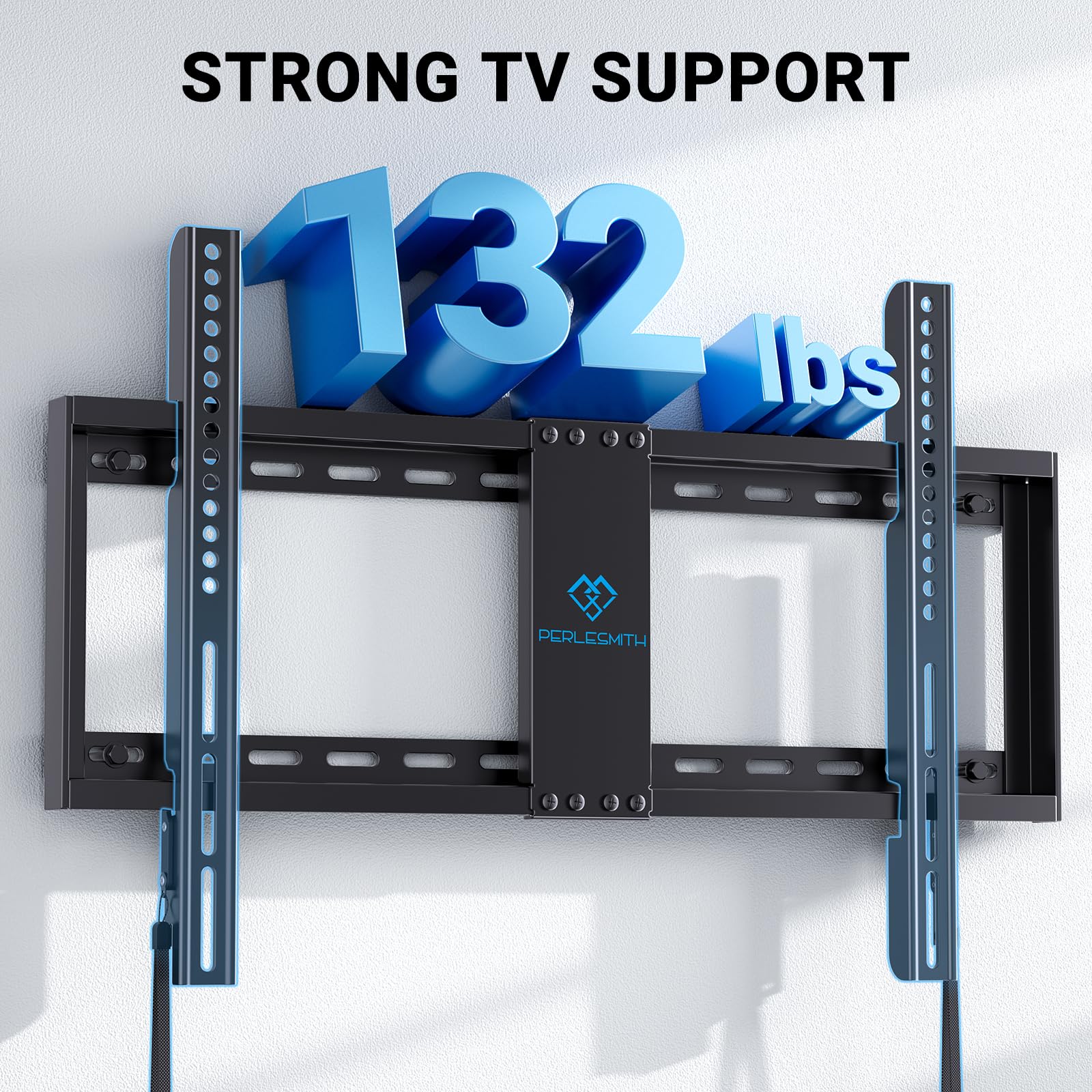 PERLESMITH Fixed TV Wall Mount Bracket for 32-82 Inch LED, LCD, and OLED Flat Screen TVs - Fits 16”- 24” Wood Studs, Fixed TV Mount with VESA 600 x 400mm Holds up to 132 lbs, PSLLK1