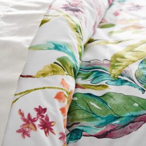 Levtex Home - Malana Duvet Cover Set - King Duvet Cover + Two King Pillow Cases - Tropical - Green, Coral, Plum, Teal - Duvet Cover (106 x 94in.) and Pillow Case (36 x 20in.) - Cotton