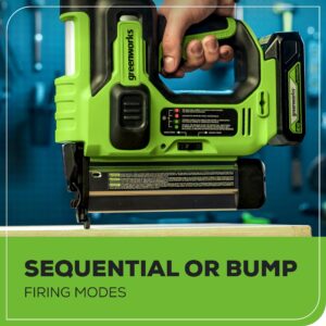 Greenworks 24V 18 Gauge Brushless Brad Nailer Gun, Cordless Finish Nailer, Staple Gun Cordless with 2Ah Battery and 2A Charger