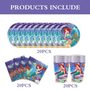 Mermaid Party Supplies Mermaid Birthday Party Favors Includes Cups Plates Napkins for Mermaid Birthday Baby Shower Decor