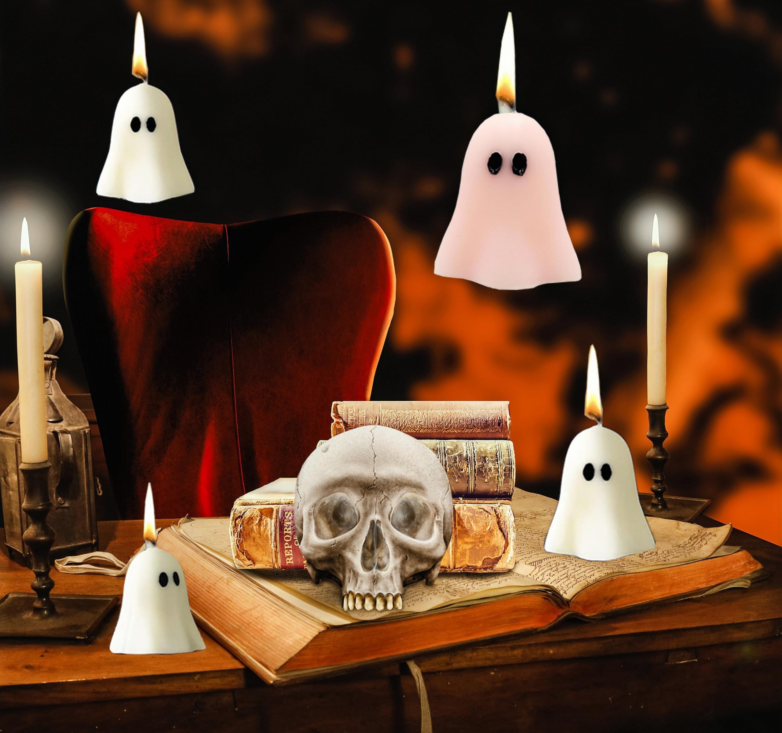 4 PCS Cute Ghost Candles, Scented Halloween Decoration Candles, Novelty Votive Ghost Candle, Votive Candles for Fall Decor Thanksgiving Home Halloween Party Bedroom Room Table Decorations