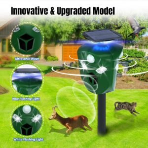 X-PEST 360° Solar Animal Repeller Motion Activated Deer Repellent Devices Ultrasonic Cat Deterrent Outdoor Waterproof Dog Repellent for Yard, Repel Raccoon Skunk Rabbit & More - USB Rechargeable