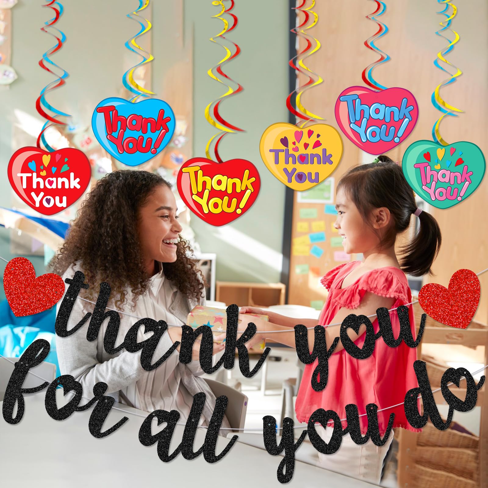 Black Thank You for All You Do Banner Thank You Teachers Banner Teacher Appreciation Banner Employee Appreciation Banner Teacher/Employee Appreciation Decorations