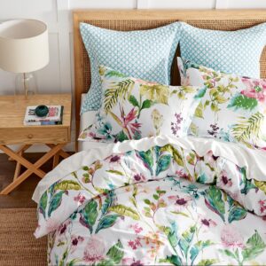 Levtex Home - Malana Duvet Cover Set - King Duvet Cover + Two King Pillow Cases - Tropical - Green, Coral, Plum, Teal - Duvet Cover (106 x 94in.) and Pillow Case (36 x 20in.) - Cotton