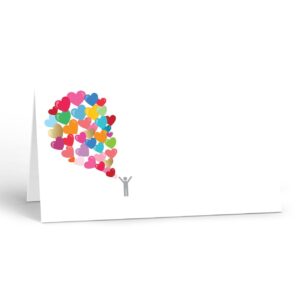 Stonehosue Collection | Beautiful Birthday Colorful Hearts Table Tent | Generic Place Cards | Whimsical Name Cards | 25 Count (Colorful Hearts)