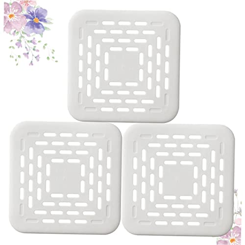 Hemobllo 3pcs Bathtub Stickers Kitchen Sink Drain Strainer Sink Stoppers Square Stickers Bath Tub Plug Stopper Shower Drain Cover Simple Sink Filter White Sink Plug Anti-clogging