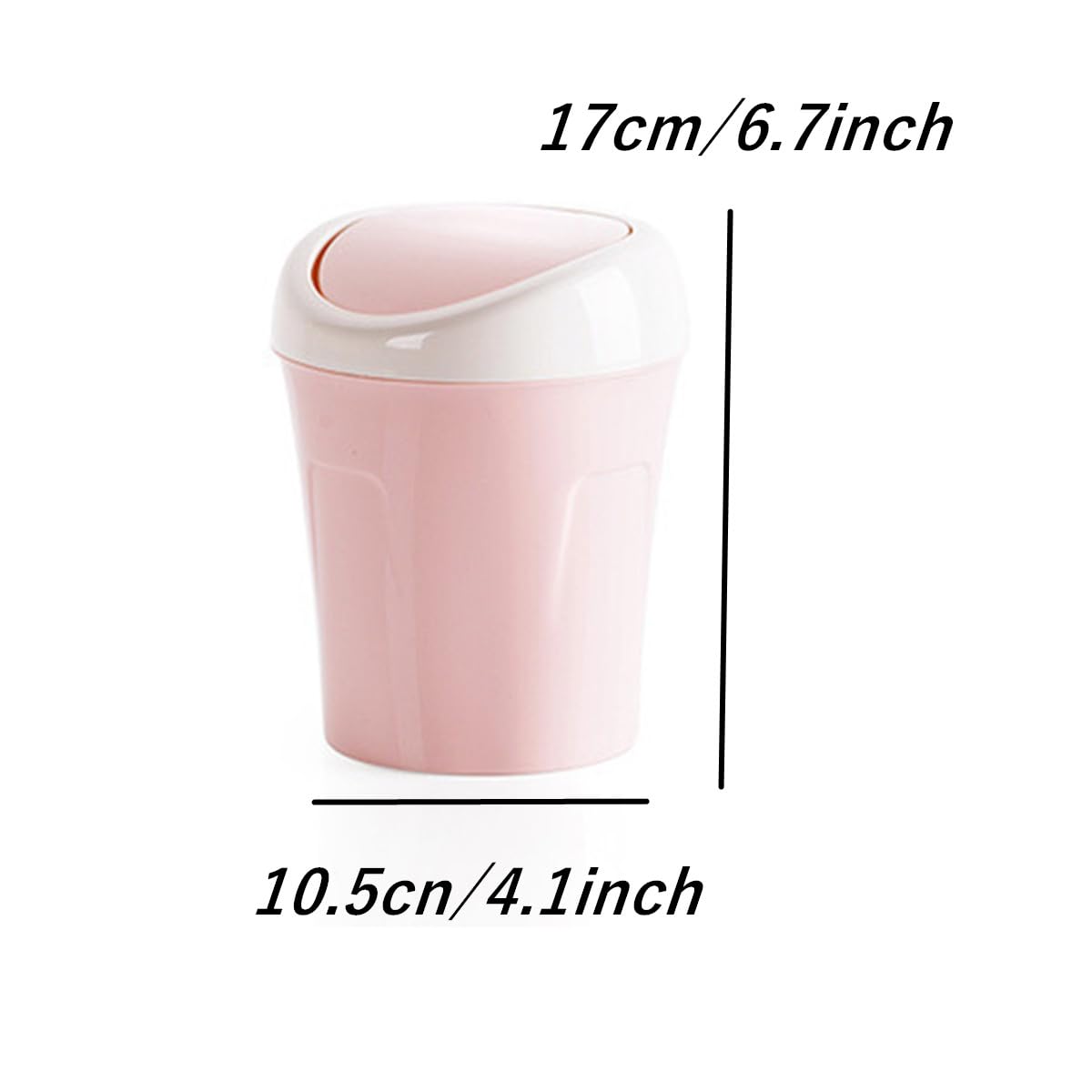 AISIBO Plastic Mini Desktop Trash Can with Trash Bags, Tiny Wastebasket Small Garbage Waste Bin with Swing Lid for Tabletop Table Office Kitchen Bedroom Bathroom (Pink)