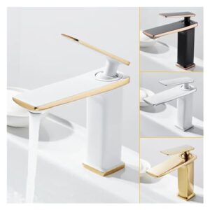 Brass Black Gold Basin Faucet Bathroom Sink Faucets Hot Cold Water Mixer Crane Deck Mounted Single Handle Hole Bath Kitchen Tap, Vessel Basin Faucet