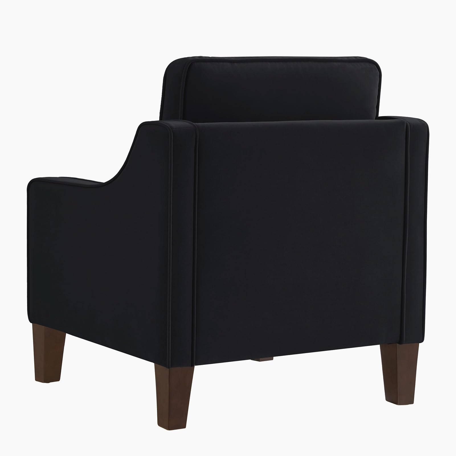 Modern Velvet Single Sofa Chair, Upholstered Accent Armchair with Thickened Cushion, Comfy Reading Chair with Solid Wooden Legs for Living Room, Bedroom, Apartment, Black