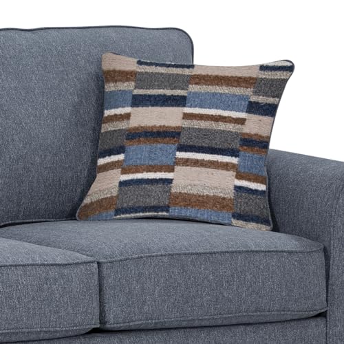 American Furniture Classics Model 8-020-A330V22 Eureka Rolled Arm Loveseat with Two Pillows Love Seats, Blue