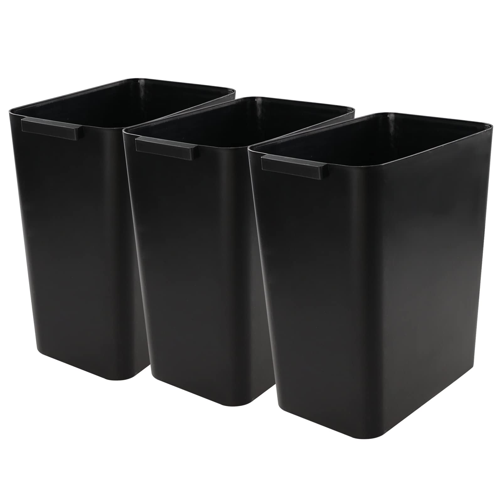 Minekkyes 3-Pack Black 4.5 Gallon Plastic Trash Can Wastebasket, Garbage Container Bin