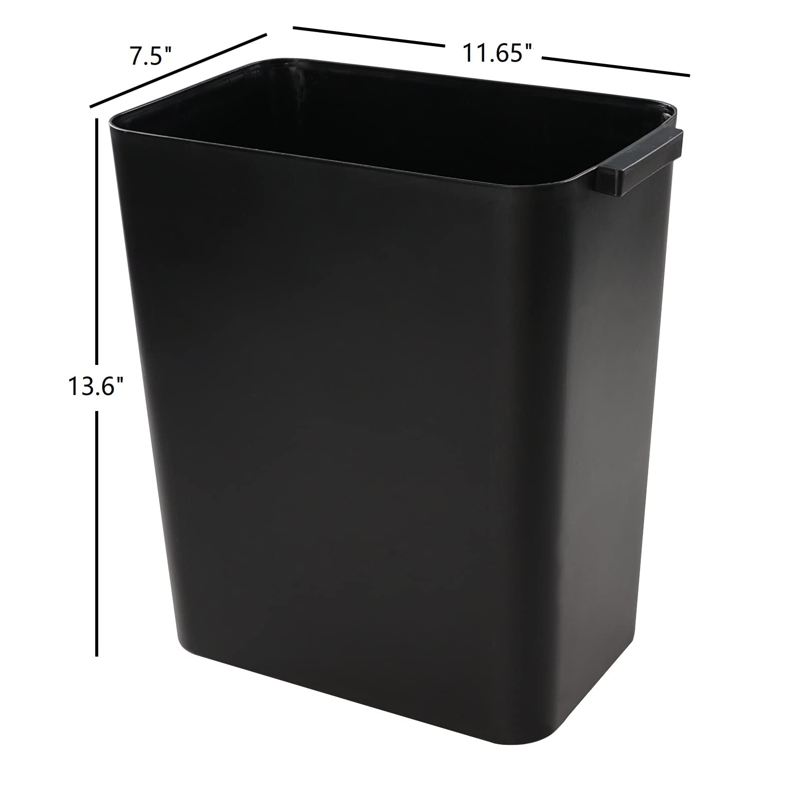 Minekkyes 3-Pack Black 4.5 Gallon Plastic Trash Can Wastebasket, Garbage Container Bin