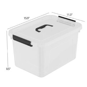 Vadidiya 4 Packs 18 Quart Clear Plastic Storage Latching Bins, Clear Storage Boxes with Handles