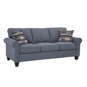 american furniture classics model 8-010-a330v22 eureka rolled arm two pillows sofas, blue