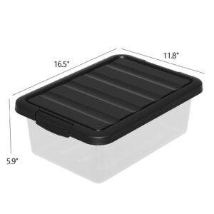 Vadidiya 14 Quart Plastic Latching Box with Lid, Latch Containers with Black Lids, 6 Packs