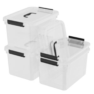 Vadidiya 4 Packs 18 Quart Clear Plastic Storage Latching Bins, Clear Storage Boxes with Handles