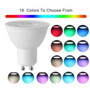 GU10 LED Color Changing Light Bulb with 24 Buttons Remote Control 50 Watt Equivalent GU10 Base,16 Colors Dimmable RGB LED Spot Light Bulb with 5W