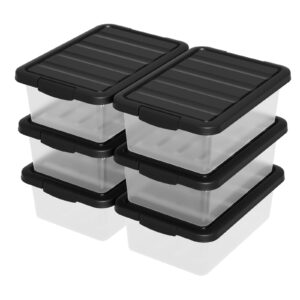 vadidiya 14 quart plastic latching box with lid, latch containers with black lids, 6 packs