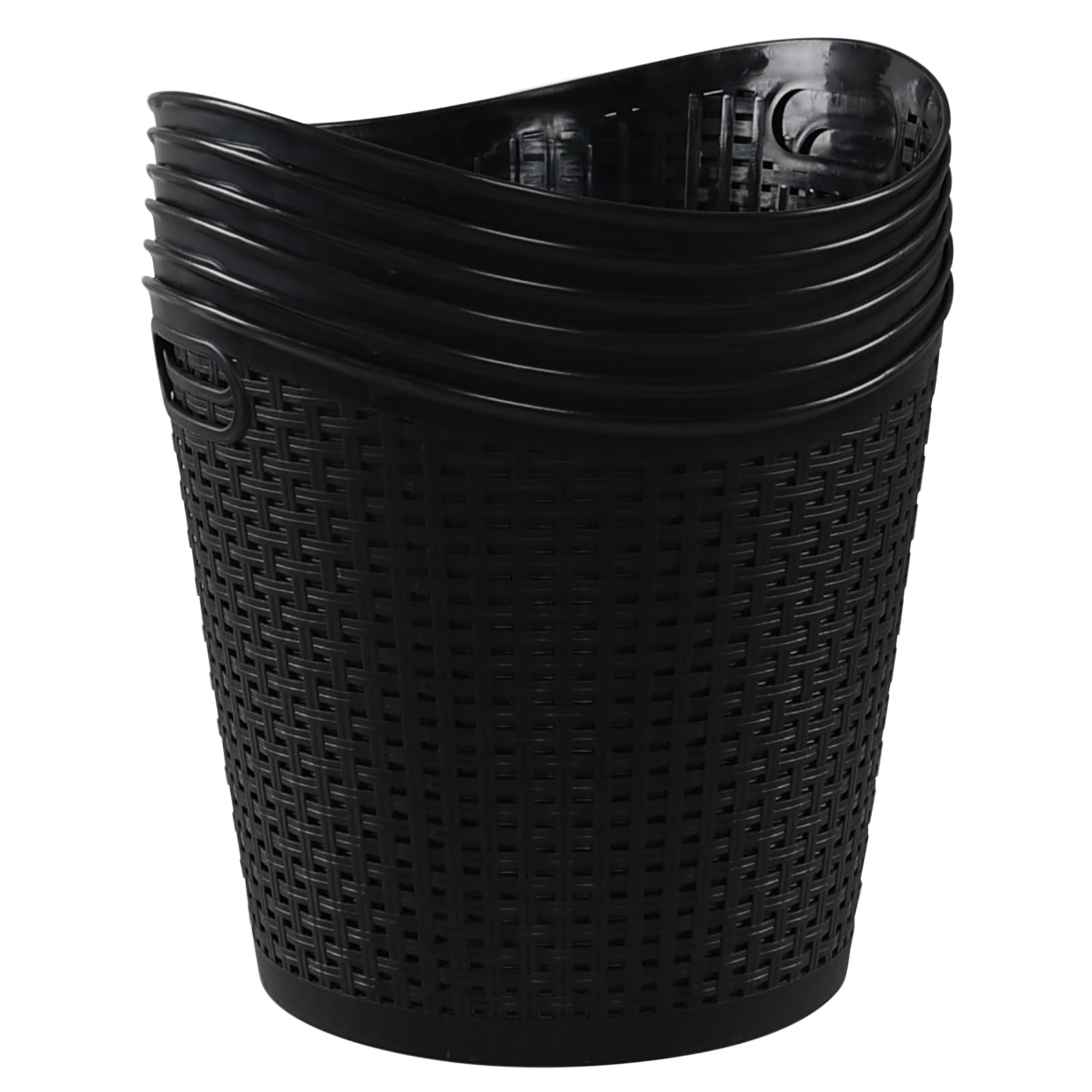 Vadidiya 40 L Large Plastic Laundry Hamper, Plastic Clothes Basket with Handles, Black, 6 Packs