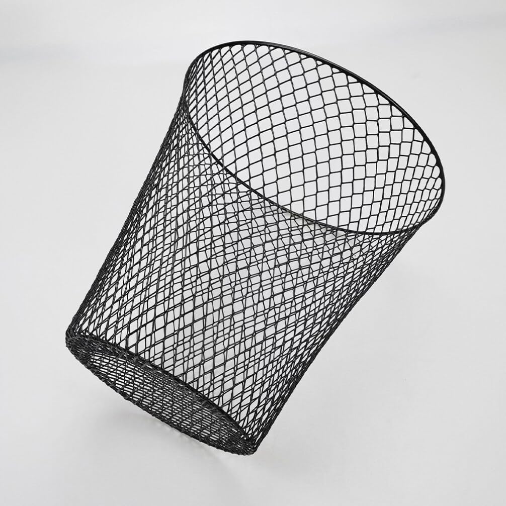 Luxshiny Black Mesh Trash Can - Mesh Office Trash Can Open Metal Wire Wastebaskets Recycling Garbage Container Bin for Office, Home,School