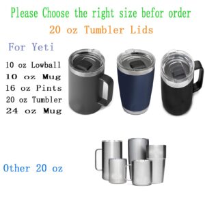 Tumbler Lids for Yeti, 2 Pack Replacement Lids for Yeti 20 oz Tumbler with Magnetic Slider Replacement, 10/24 oz Mug, 10 oz Lowball, Compatible for Ozark Trail, Old Style Rtic(Black+Black)