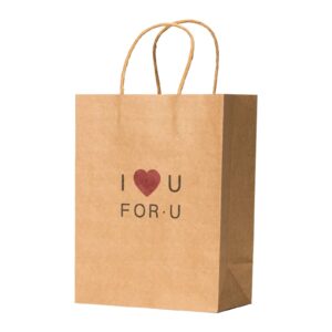 RACETOP 50 PCS Custom Paper Bags, Personalize Printed Kraft Paper Bags for Small Business, 8x4.5x10.8 Inch, Personalized Gift Bags with Logo, Shopping Paper bag with Handle, Goodie Bags