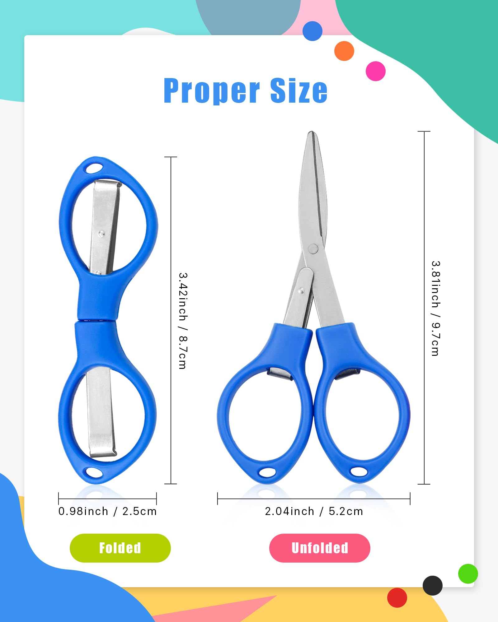 YETOOME 6 Pcs Folding Scissors, Small Stainless Steel Foldable Scissors, Portable Mini Travel Scissors for Home Travel School Office