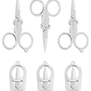 YETOOME 6 Pcs Folding Scissors, Stainless Steel Folding Small Portable Travel Scissors for Craft, Camping, Office, School, Outdoor