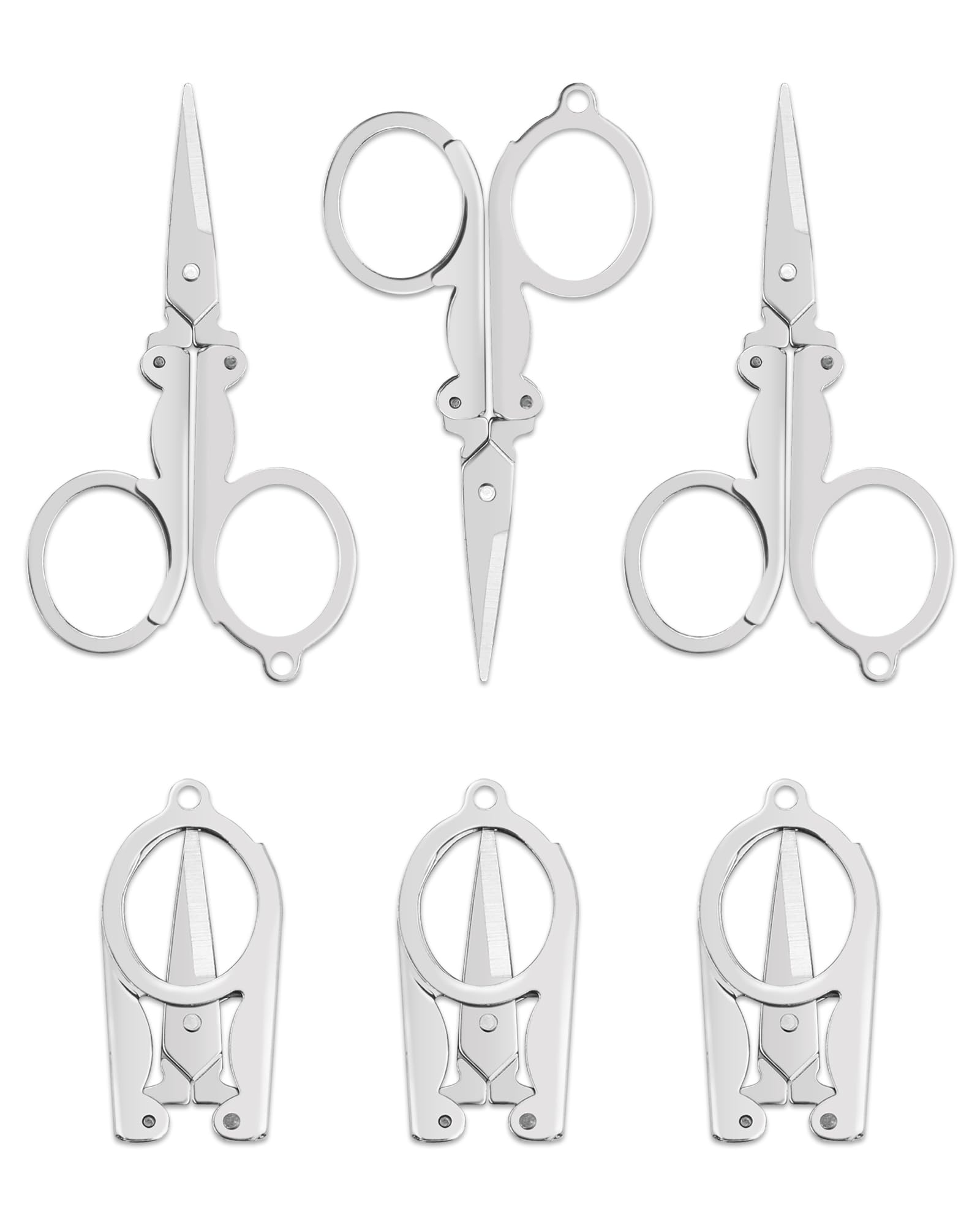 YETOOME 6 Pcs Folding Scissors, Stainless Steel Folding Small Portable Travel Scissors for Craft, Camping, Office, School, Outdoor