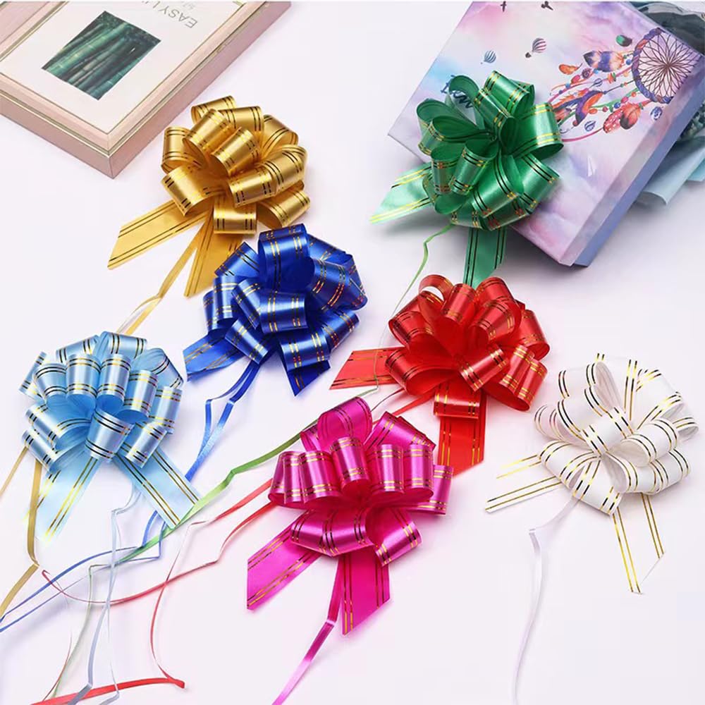 6pcs Pull Bows,Gold Gift Bow,6inch Pull Bows Suitable for Christmas,Valentine's Day,Birthday Parties,Flower Baskets,Bouquets,Festivals and Other Decorations (Gold)