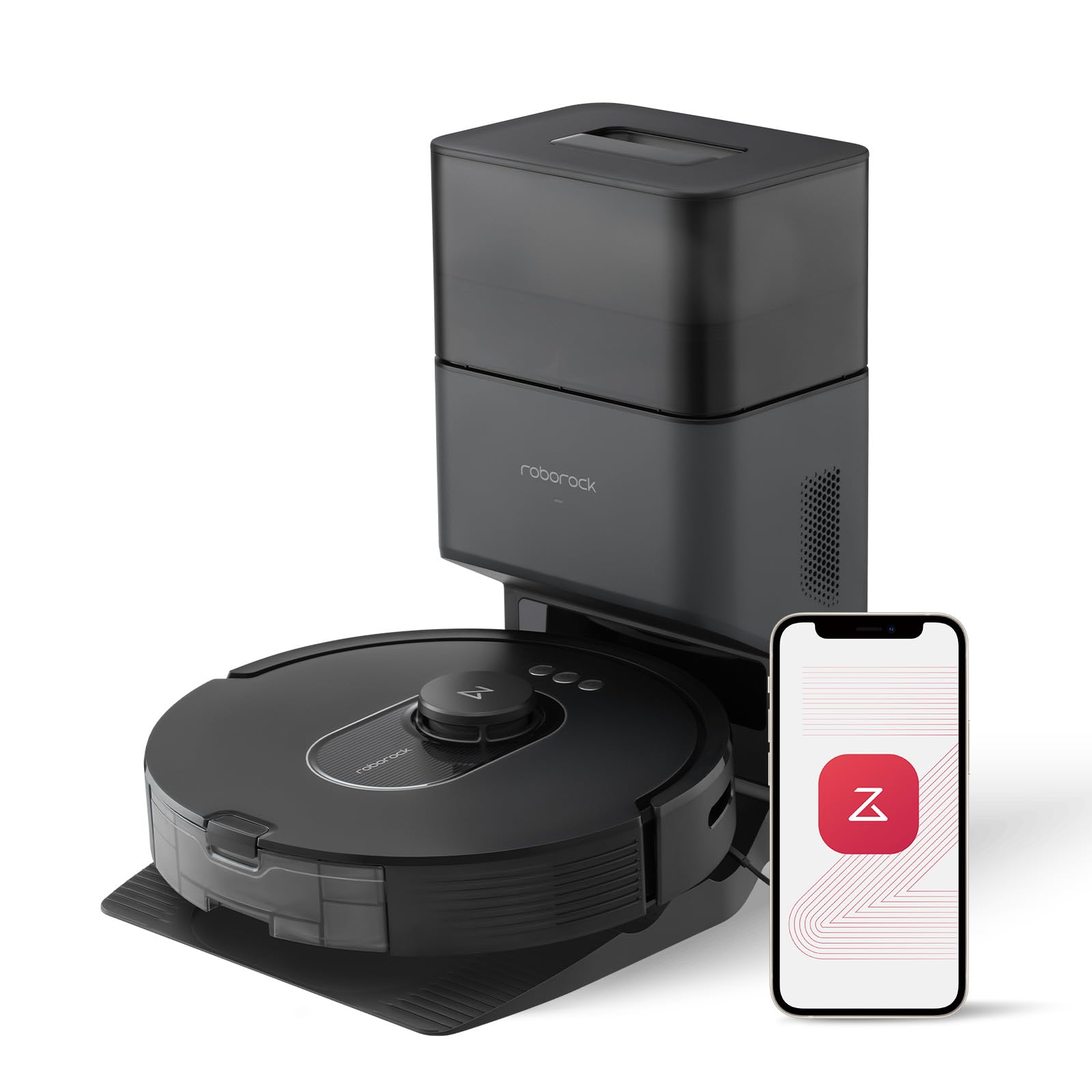 roborock Q5 Max+ Robot Vacuum with Self-Empty Dock, Upgraded from Q5+, 5500 Pa Suction, DuoRoller Brush, Hands-Free Cleaning for up to 7 Weeks, PreciSense LiDAR Navigation, App & Voice Control