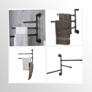 WBRSybUS Towel Rack Wall Mounted, Folding Hanger Metal Bar Industrial, Bath Organizer Storage 3 Bars Saving Space, Bath Towel Toiletry Holder Rotation Pipe for Bathroom Home Kitchen