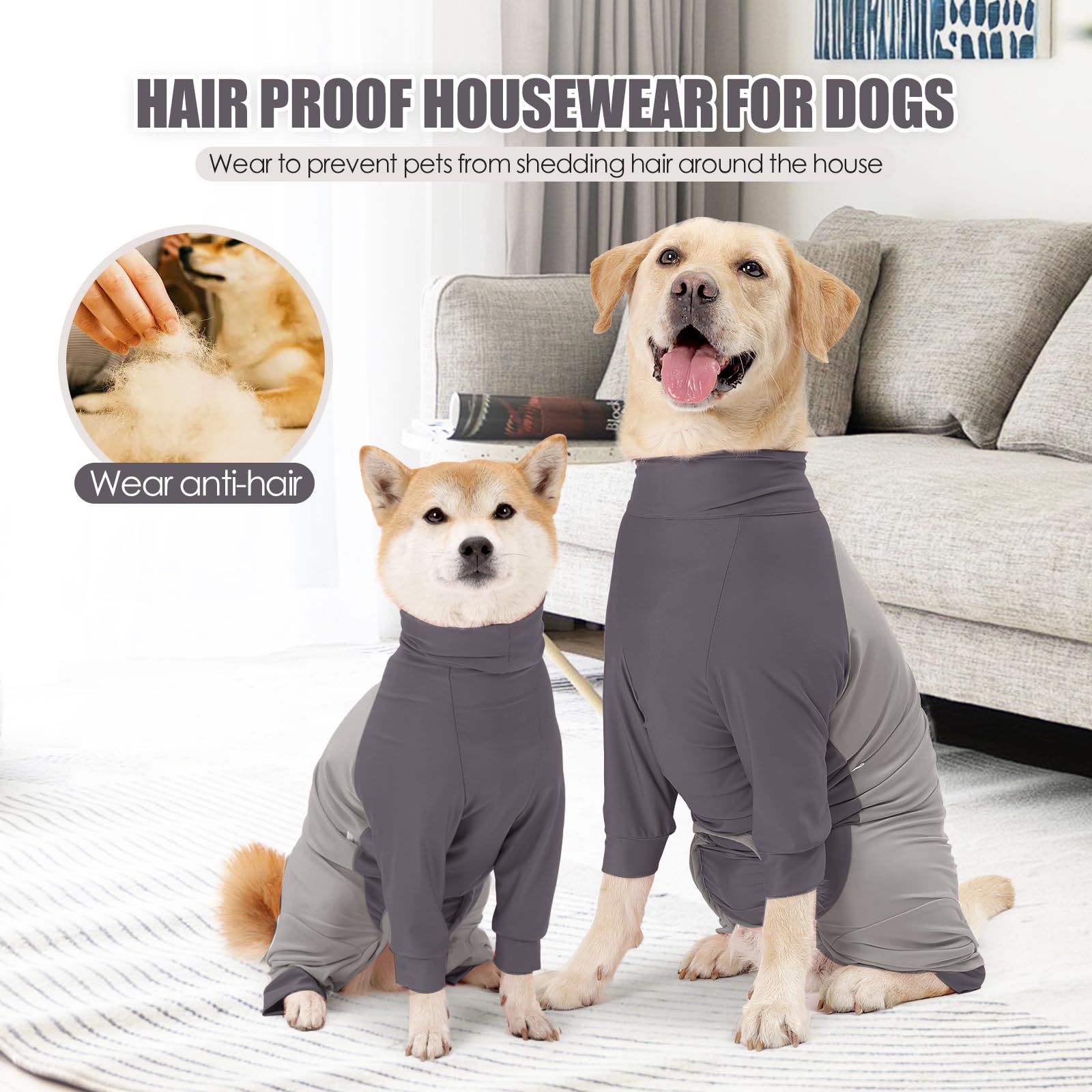 Etdane Dog Onesie Surgery Recovery Suit for Female Male Dogs After Spayed Suit Surgical Recovery Suit Anti Shedding Body Suit for Small Medium Large Dog Gray/XS