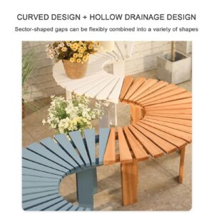 Outdoor Courtyard Bench Wooden Curved Benches Round Park Bench Outdoor Furniture,Solid Wood ​Slatted Seat Fan-Shaped Bench,Garden Tree Bench Backless Bench Patio Half Round Tree Bench Lounge Seating