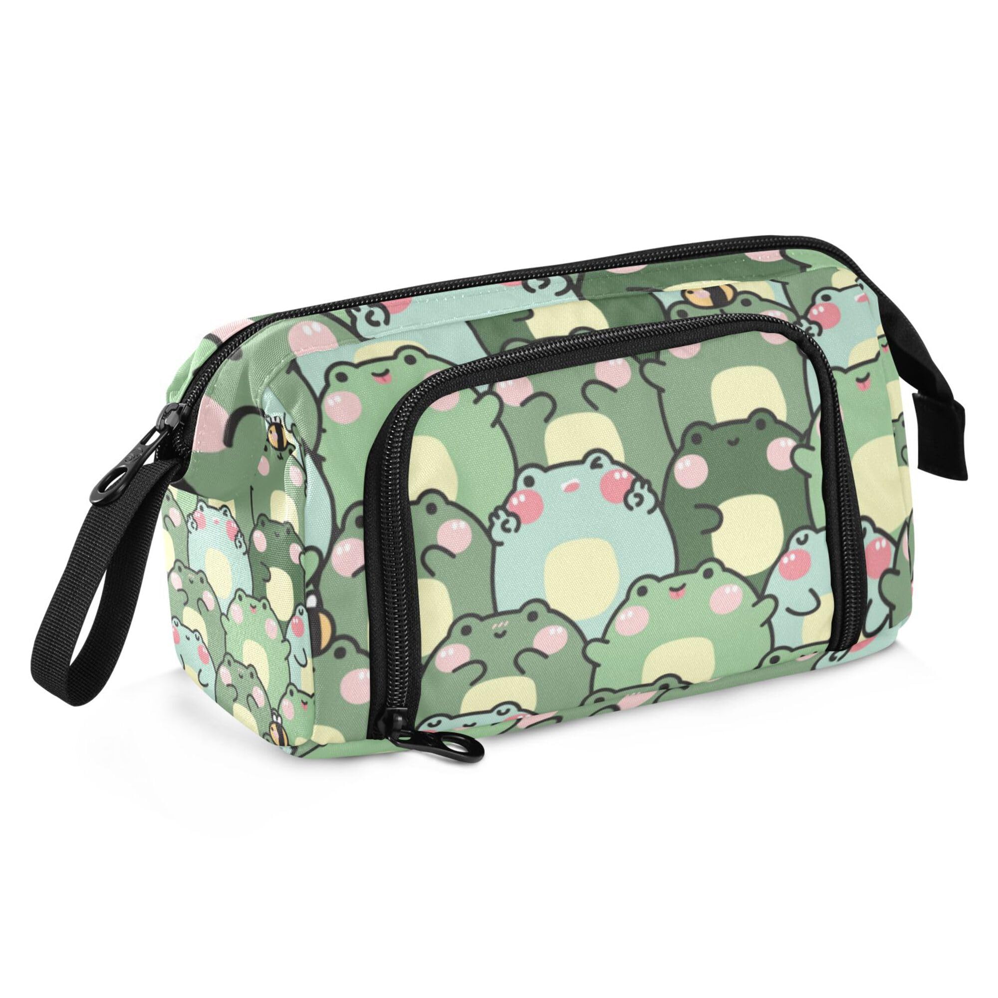 Glaphy Cute Kawaii Frog Pencil Case Large Capacity Pencil Pouch Bag Zipper Storage Stationery Bag for Office College School