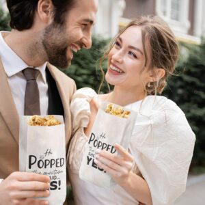 Sunnychicc 200 pcs He Popped the Question Popcorn Bags Engagement Party Favors Wedding Bridal Shower Engaged Goody Snack Treat Bag Grease Resistant