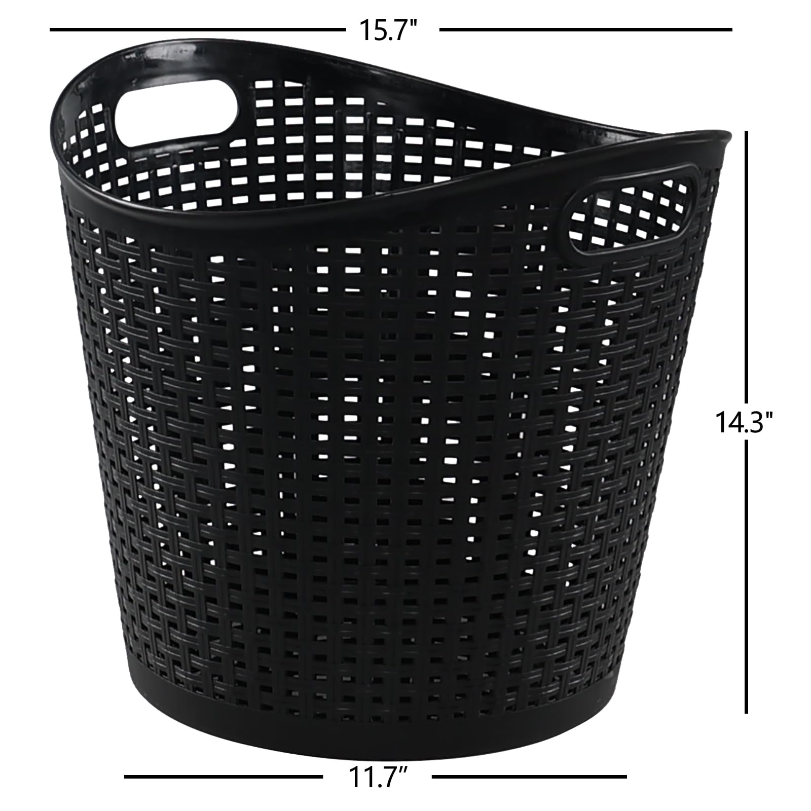 Vadidiya 40 L Large Plastic Laundry Hamper, Plastic Clothes Basket with Handles, Black, 6 Packs