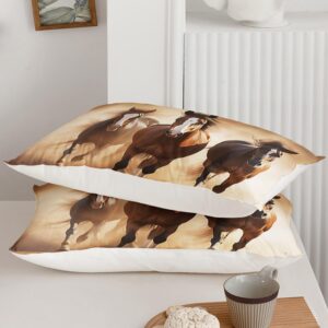 AILONEN Horse Duvet Cover Set Queen Size, Galloping Horse Comforter Cover Set for Kids Teen Boys Girls,3 Pieces Bedding 3D Printed Quilt Cover and 2 Pillowcases