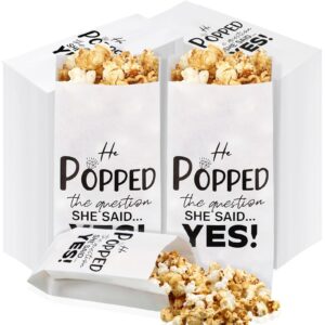 sunnychicc 200 pcs he popped the question popcorn bags engagement party favors wedding bridal shower engaged goody snack treat bag grease resistant