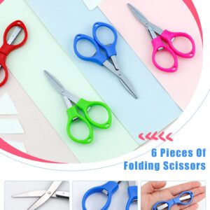 YETOOME 6 Pcs Folding Scissors, Small Stainless Steel Foldable Scissors, Portable Mini Travel Scissors for Home Travel School Office