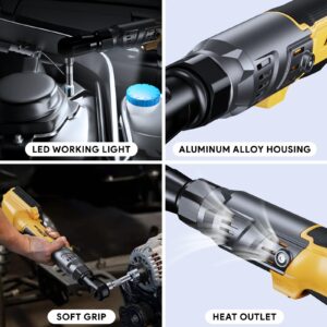 ACROPOW 3/8" Cordless Ratchet Wrench, Compatible with DEWALT 20V MAX Battery, 74Ft-Lbs Brushless Motor Electric Ratchet with Variable Speed, 1/2" & 1/4" Adapters, 3" Extension Bar (Tool Only)