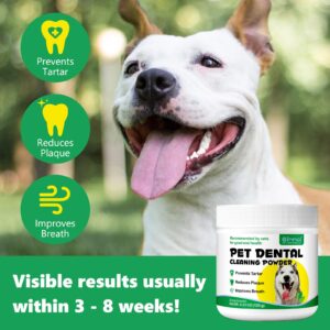 Dog Dental Powder, 120g Teeth Cleaning Powder for Dogs, Breath Freshener with Probiotics Improve Bad Breath, Remove Plaque & Tartar - Pets Dental Care Supplement for Dogs - 4.23 OZ/Scoop Included