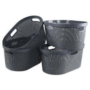 quickquick large plastic dirty clothes baskets with cut-out handles, 42 l plastic laundry hampers, 4 packs