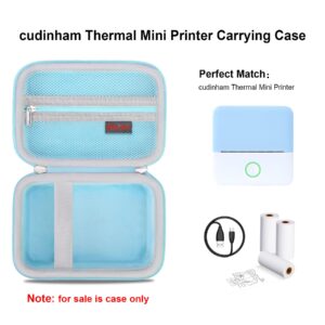 Elonbo Carrying Case for cudinham ​​​Thermal Mini Printer, Portable Inkless Sticker Maker Travel Bag, Wireless Bluetooth Label Printer Storage Holder, Mesh Pocket Fits printer paper Cable, Blue