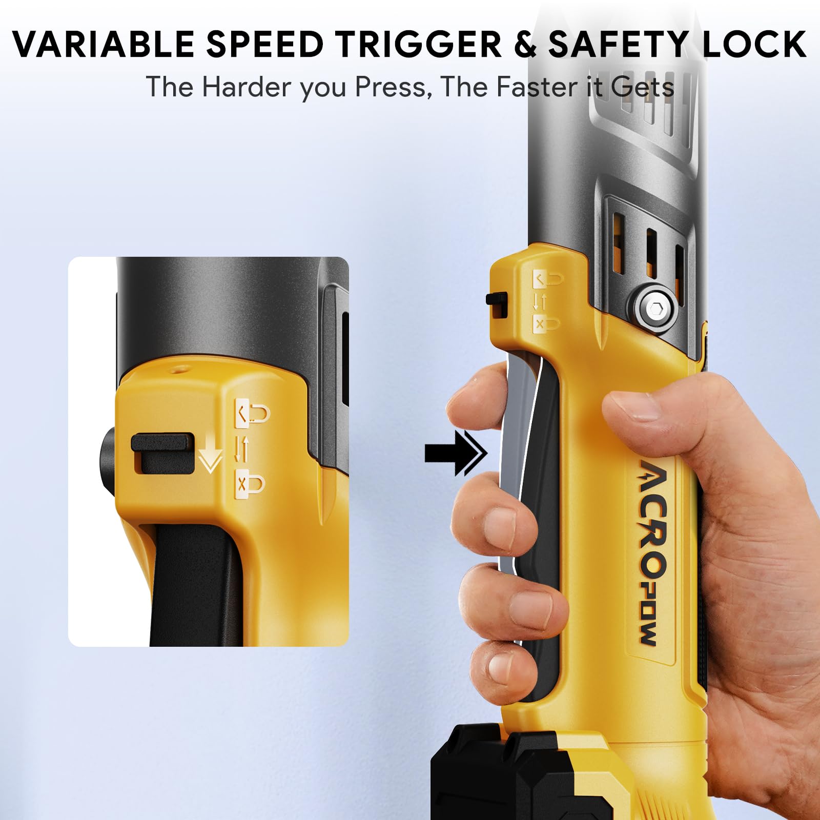 ACROPOW 3/8" Cordless Ratchet Wrench, Compatible with DEWALT 20V MAX Battery, 74Ft-Lbs Brushless Motor Electric Ratchet with Variable Speed, 1/2" & 1/4" Adapters, 3" Extension Bar (Tool Only)