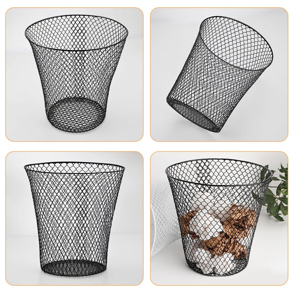 Luxshiny Black Mesh Trash Can - Mesh Office Trash Can Open Metal Wire Wastebaskets Recycling Garbage Container Bin for Office, Home,School