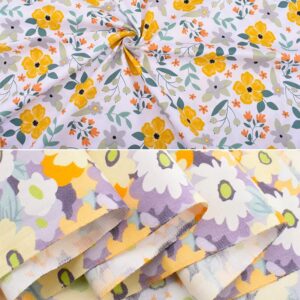 Fat Quarters Fabric Bundles, 7Pcs 100% Cotton 19.69 x 19.69inches(50x50cm) Precut Quilting Fabric Squares Sheets for DIY Patchwork Sewing Quilting Crafting, No Repeat Design (Yellow Flower Pattern)