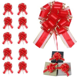 lhmtfcyy 8 pieces small pull bow gift wrapping pull bow ribbon pull bows for christmas wedding baskets valentine's day bows 4 inch bows for gift wrapping (red)